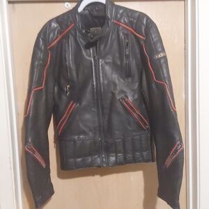 ECHT LEDER Black Leather Jacket with Red Accents
